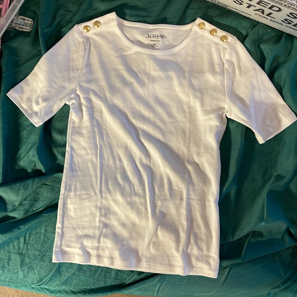 J crew perfect fit elbow sleeve tee shirt white